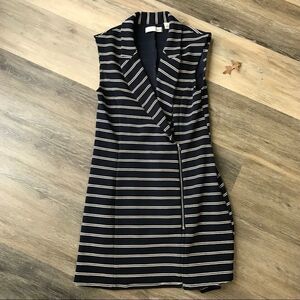3/$25 Kersh Wrap/Zip Dress Navy/Cream Small EUC